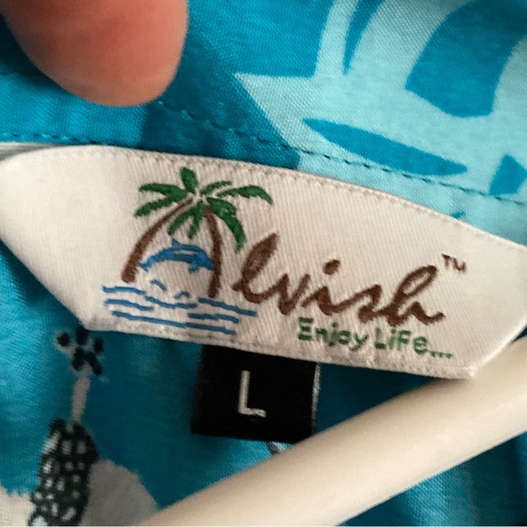 Men's Alvish Blue Hawaiian Shirt, Size Large, Polyester - Picture 3 of 6